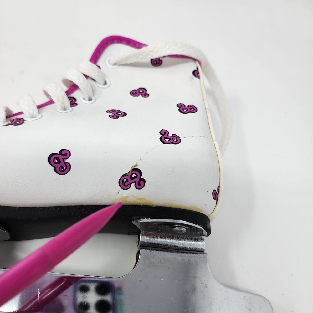 Vtg 1988 Girl's Barbie Brookfield Hyde Mattel Ice Skates Shoes Size 10 J - Picture 10 of 14